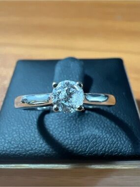 14k White Gold Round Diamond Solitaire Engagement Ring .30ct 2.1g Sz 7